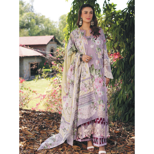 Prints Chikankari Lawn Collection'24 By Elaf | ECK-03A Lilac L’amour