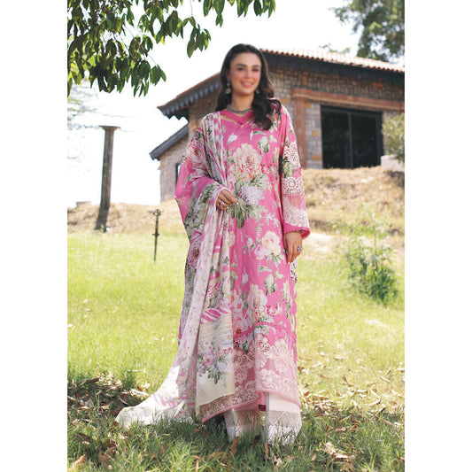 Prints Chikankari Lawn Collection'24 By Elaf | ECK-03B Pink Muse