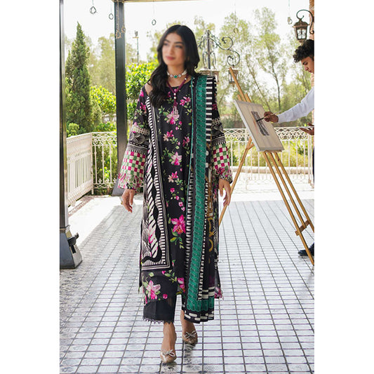 Printed Lawn Collection'24 By Elaf | EEP-02A - Dark Floral