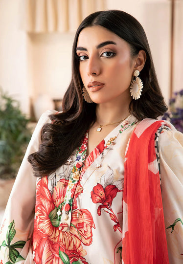 3 Pc Unstitched Embroidered Lawn Suit | MB-CUS25-907B