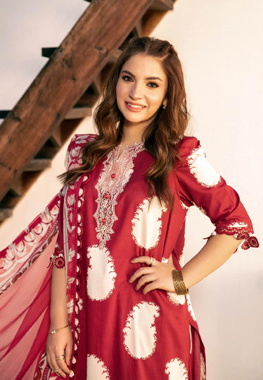3 Pc Unstitched Embroidered Slub Lawn Suit | MB-CUS25-911A