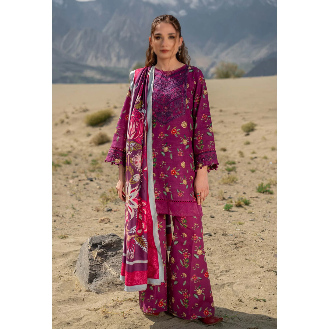 3 Pc Unstitched Printed Khaddar Suit | 505-A