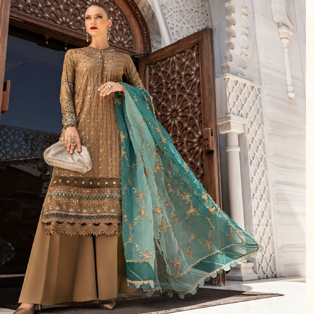 Unstitched Embroidered Cotton Satin Suit | CST-808