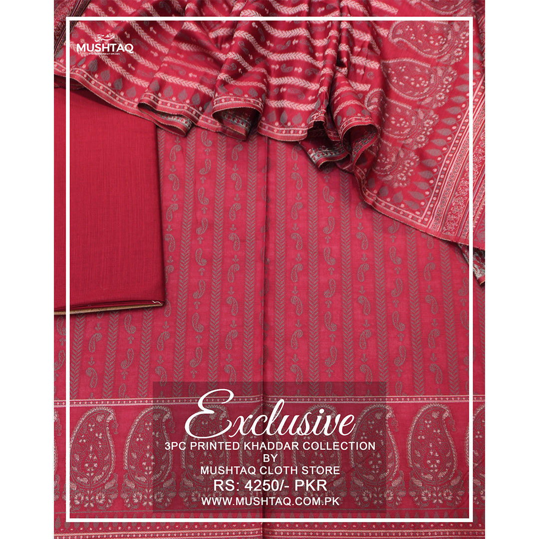 Exclusive 3Pcs Printed Khadder Collection Vol 5 Design - 1