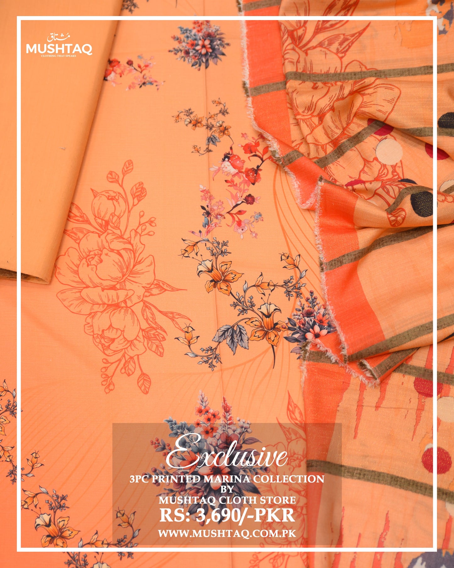 Exclusive 3Pcs Printed Marina Collection Design - 7