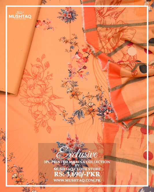 Exclusive 3Pcs Printed Marina Collection Design - 7