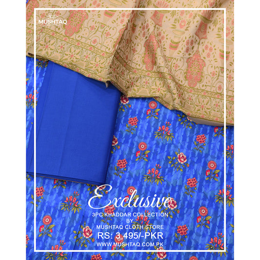 Exclusive 3Pcs Khadder Collection Design - 5