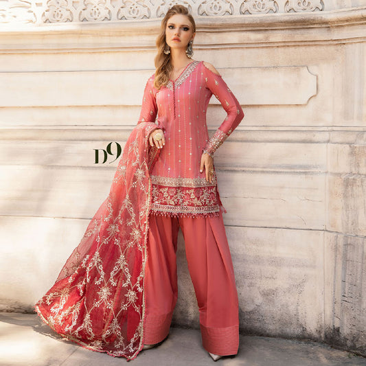 Unstitched Embroidered Cotton Satin Suit | CST-809