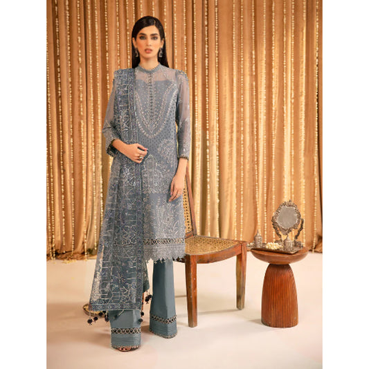 Aabgeena - V16D03 Embroidered Chiffon Gray
