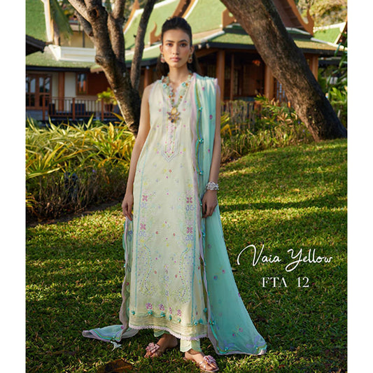 Suay Luxury Unstitched Collection '24 By Farah Talib Aziz FTA-12 Vaia Yellow