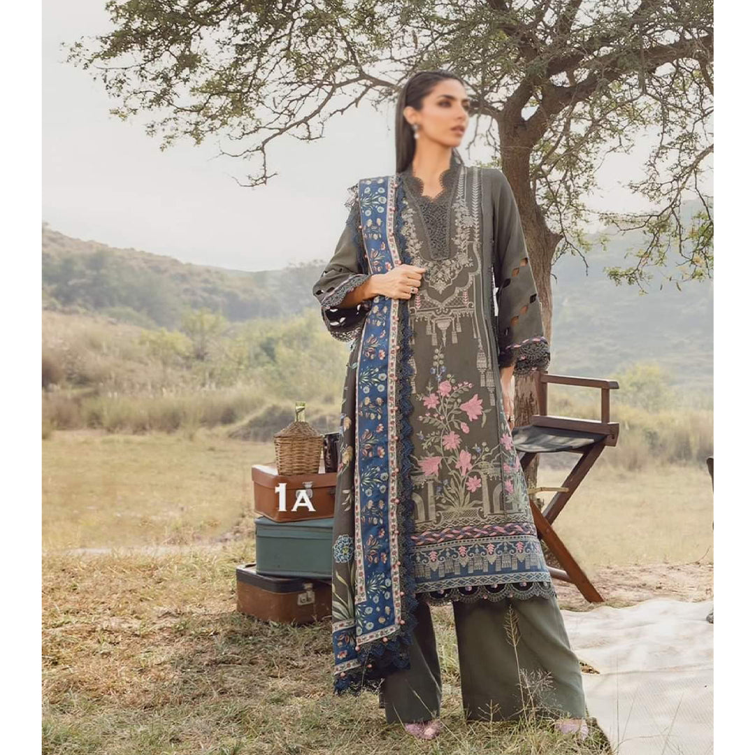 3 Piece Unstitched Printed Linen Suit | MPT-2401-A