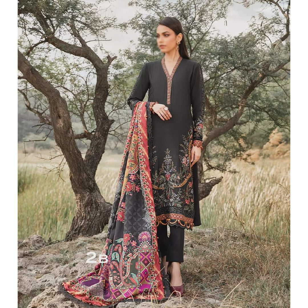 3 Piece Unstitched Printed Linen Suit | MPT-2402-B