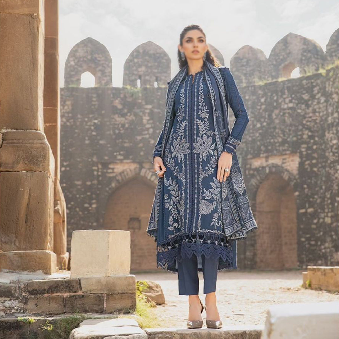 3 Piece Unstitched Printed Linen Suit | MPT-2404-B