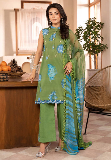 3 Pc Unstitched Embroidered Lawn Suit | MB-CUS25-906A
