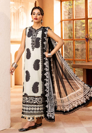 3 Pc Unstitched Embroidered Slub Lawn Suit | MB-CUS25-911B