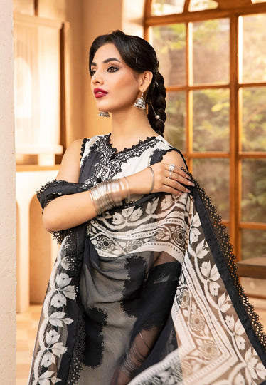 3 Pc Unstitched Embroidered Slub Lawn Suit | MB-CUS25-911B