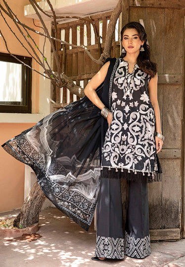 3 Pc Unstitched Embroidered Lawn Suit | MB-CUS25-904B