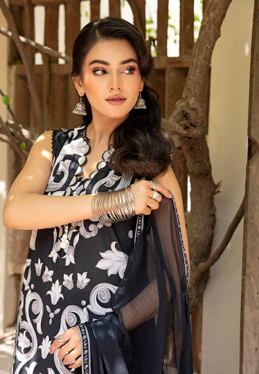 3 Pc Unstitched Embroidered Lawn Suit | MB-CUS25-904B