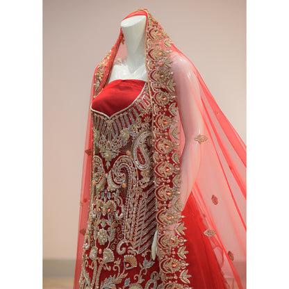 MCS BRIDAL MEHROON LEHNGA