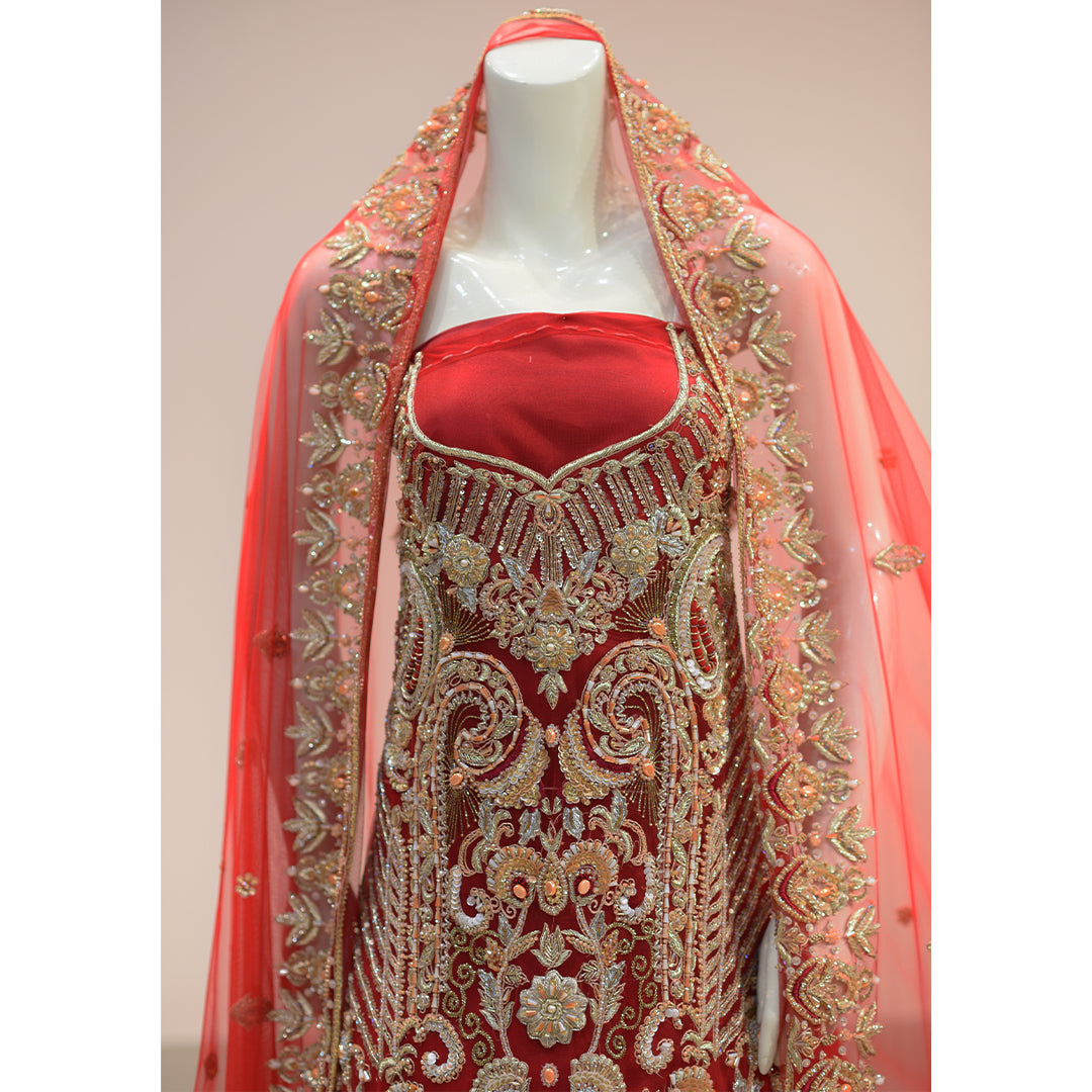 MCS BRIDAL MEHROON LEHNGA