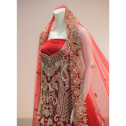 MCS BRIDAL MEHROON LEHNGA