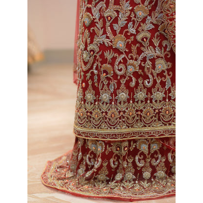 MCS BRIDAL MEHROON LEHNGA