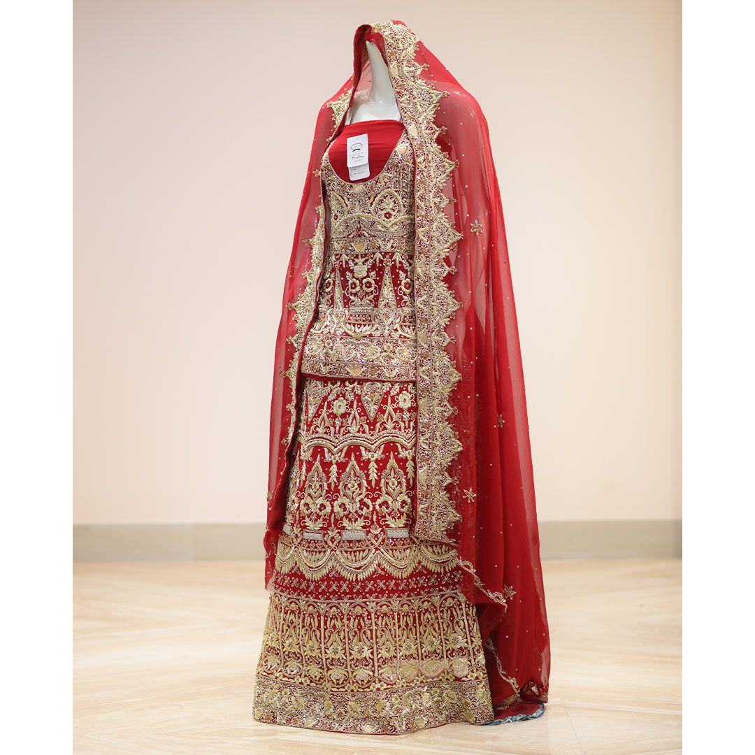 MCS BRIDAL RED BRIDAL LEHNGA