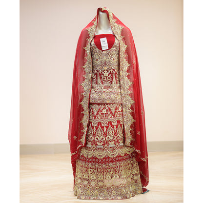 MCS BRIDAL RED BRIDAL LEHNGA