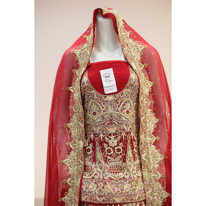 MCS BRIDAL RED BRIDAL LEHNGA