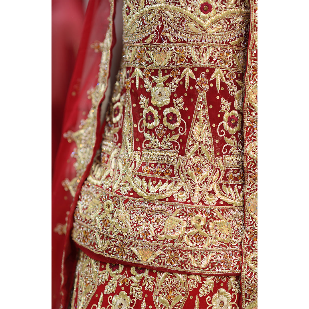 MCS BRIDAL RED BRIDAL LEHNGA