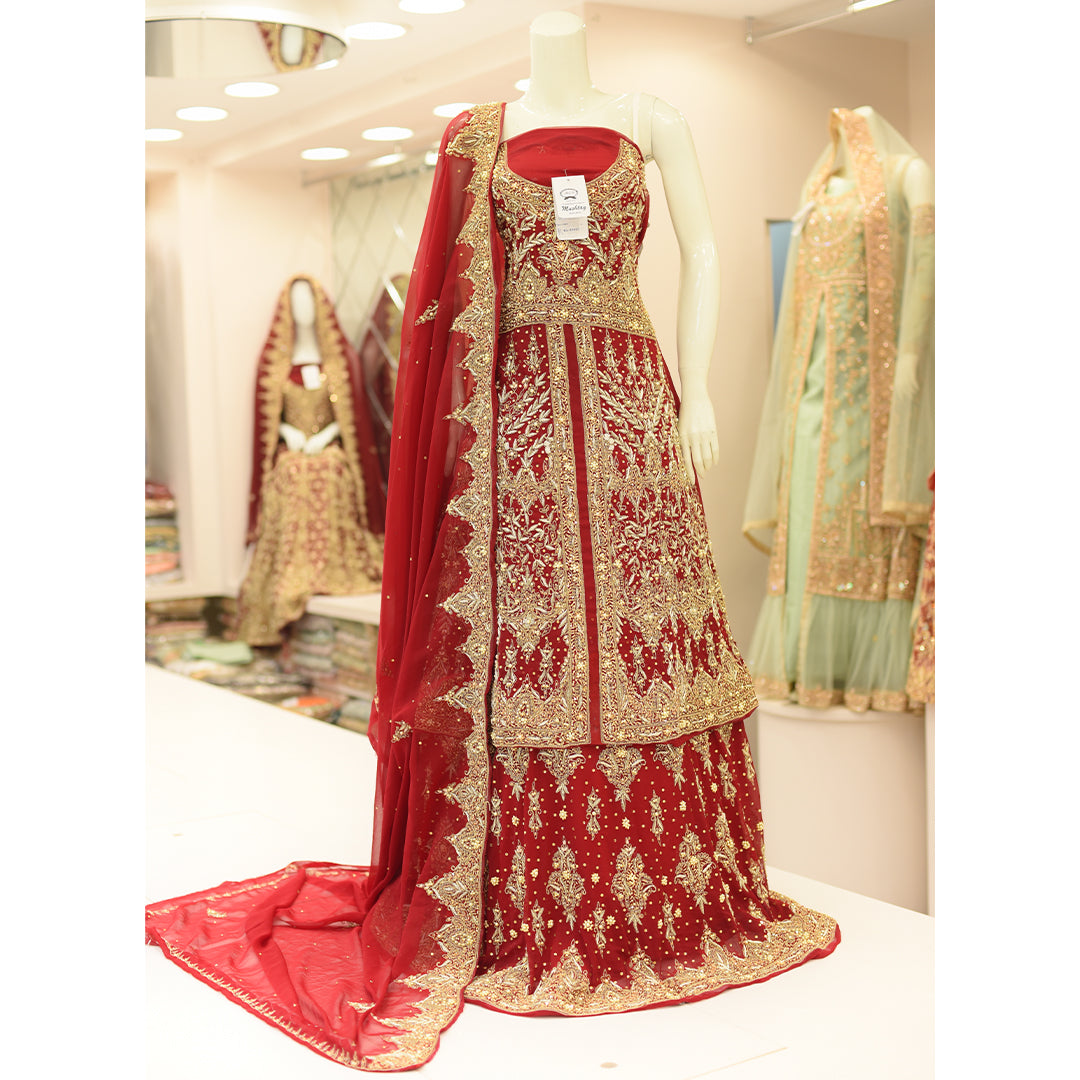 MCS BRIDAL RED LEHNGA