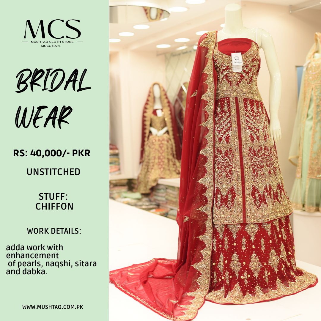 MCS BRIDAL RED LEHNGA