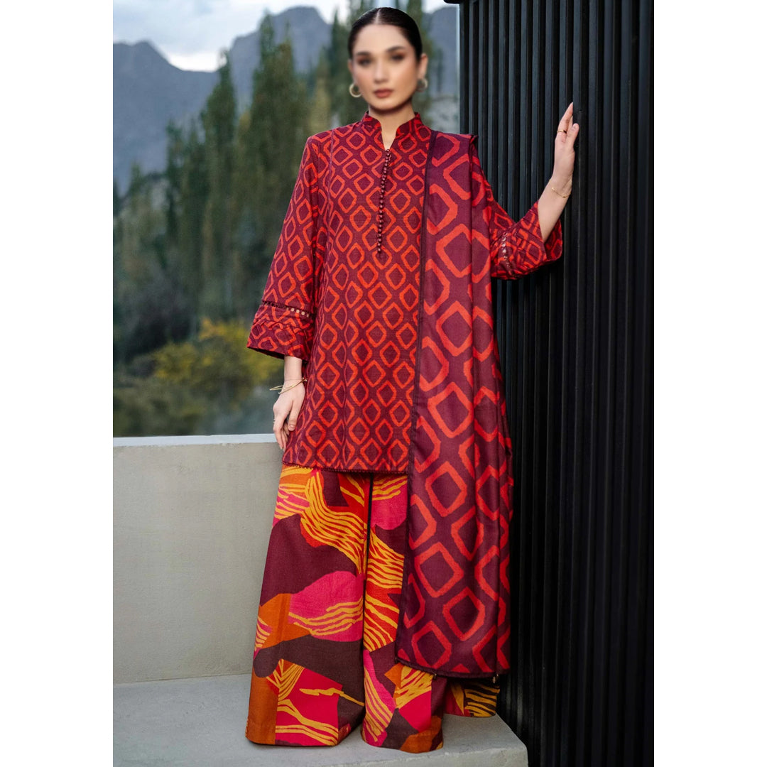 3 Pc Unstitched Printed Khaddar Suit | 506-B