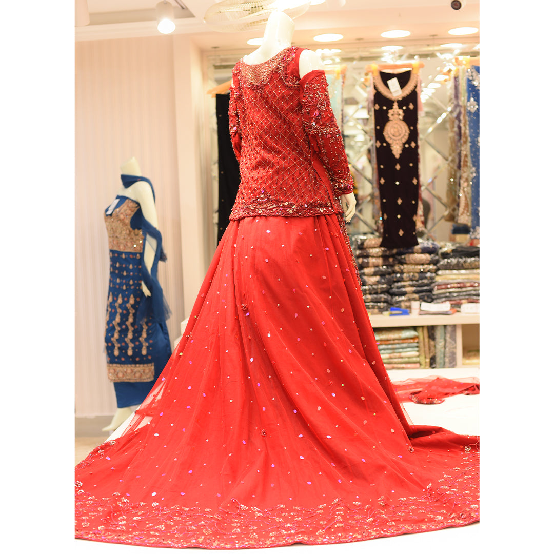 MCS BRIDAL RED LEHNGA