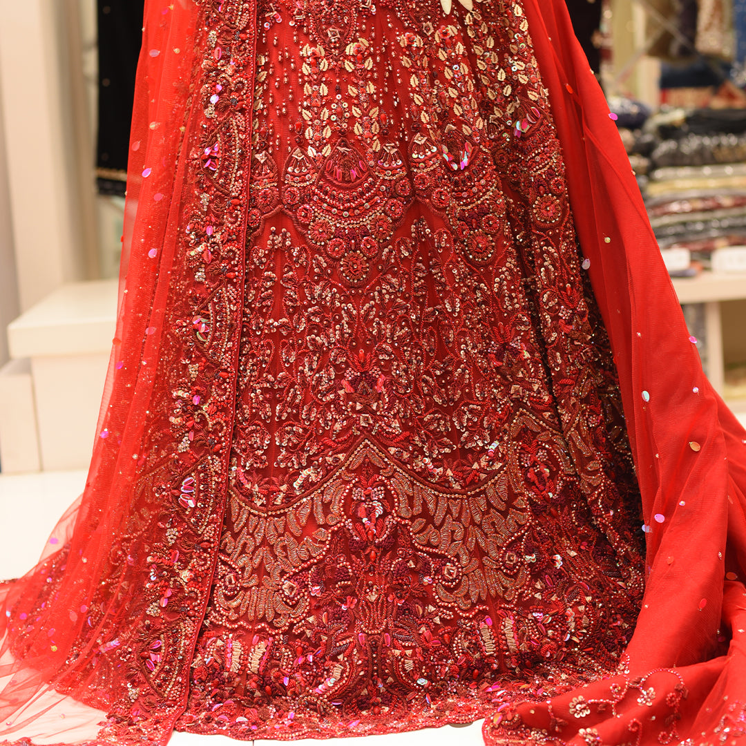 MCS BRIDAL RED LEHNGA