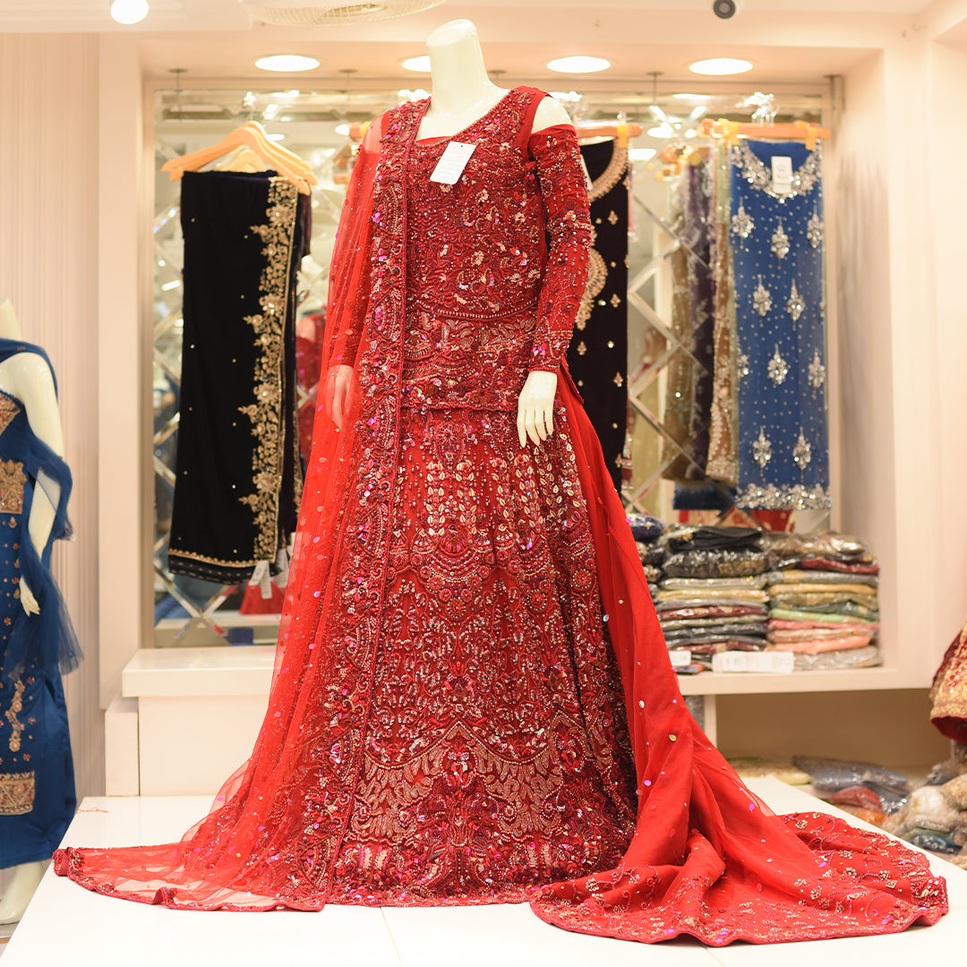 MCS BRIDAL RED LEHNGA