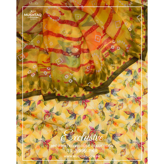 Exclusive 3Pcs Printed Viscose Collection Design - 5