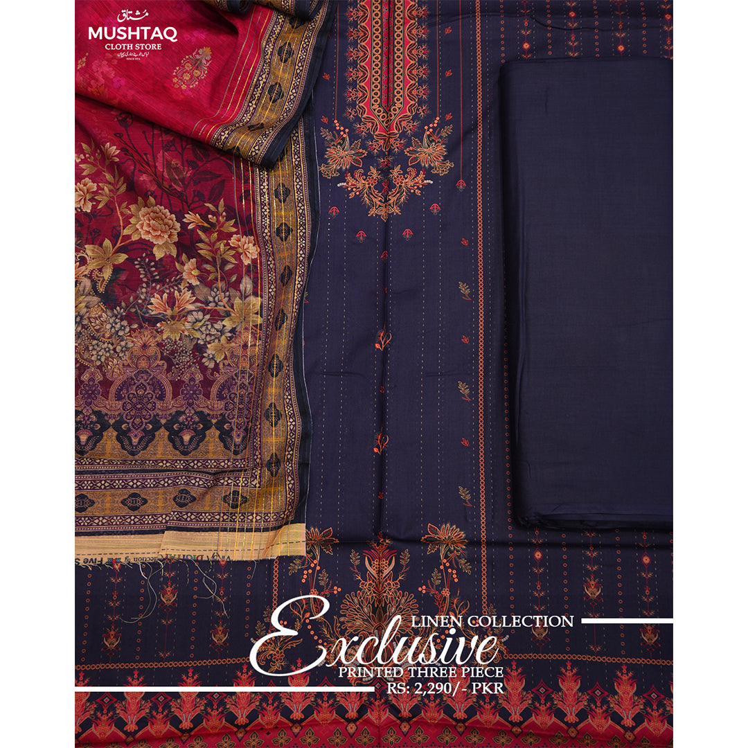 Exclusive 3Pcs Printed Linen Collection Vol 2 Design - 2