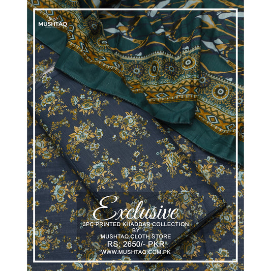 Exclusive 3Pcs Printed Khadder Collection Vol 6 Design - 7