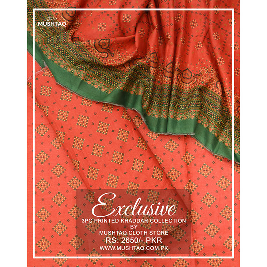 Exclusive 3Pcs Printed Khadder Collection Vol 6 Design - 2