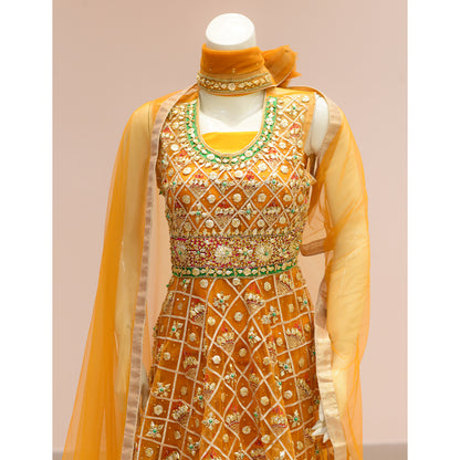 MCS BRIDAL YELLOW KURTI WITH RED SHARARA