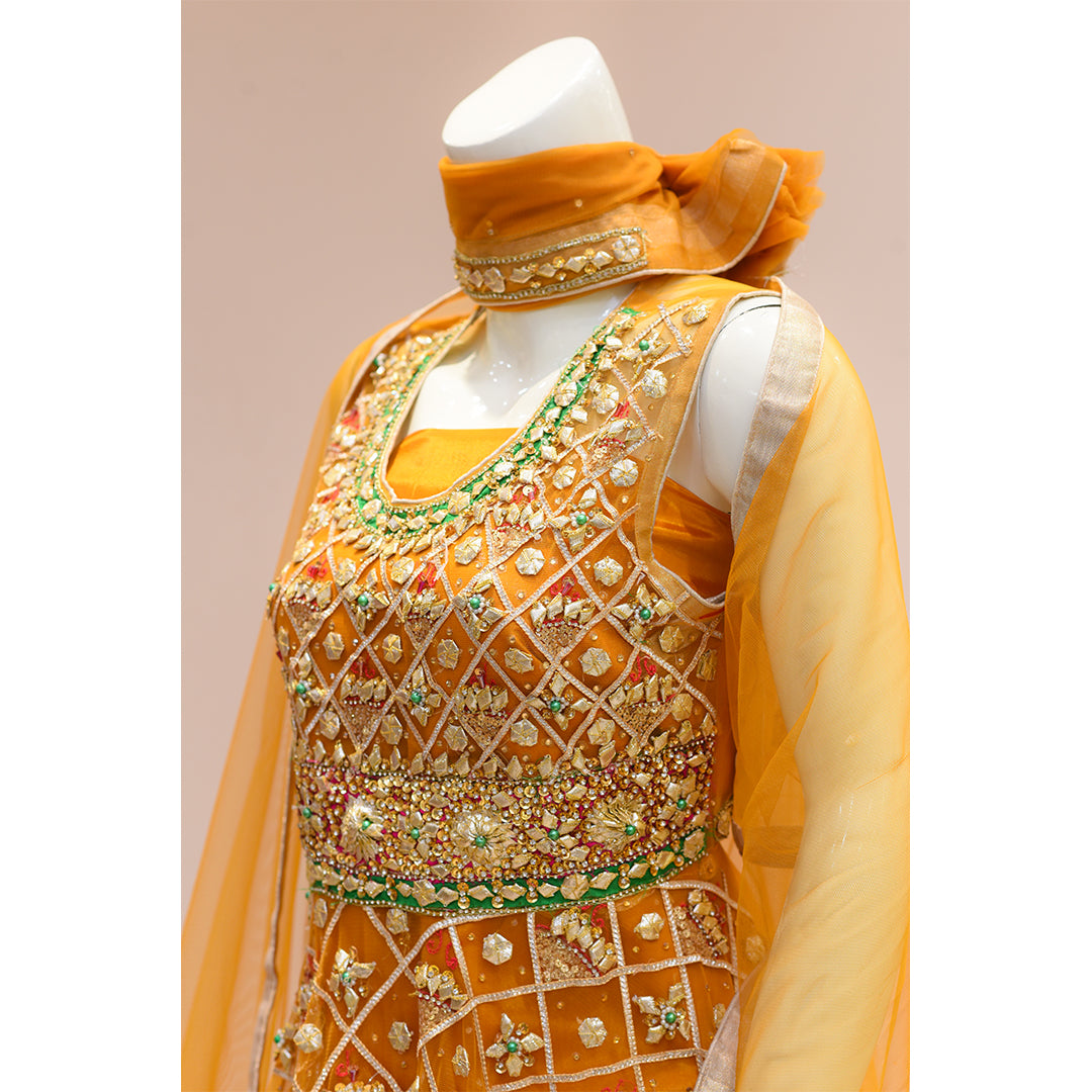 MCS BRIDAL YELLOW KURTI WITH RED SHARARA