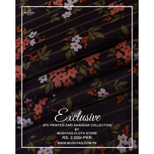 Exclusive 2Pcs Printed Zari Khadder Collection Design - 7