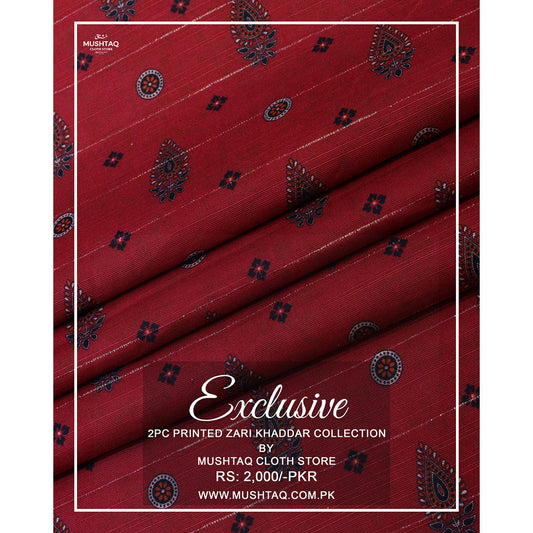 Exclusive 2Pcs Printed Zari Khadder Collection Design - 5