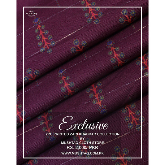 Exclusive 2Pcs Printed Zari Khadder Collection Design - 4